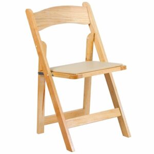 Natural Wood Padded Folding Chair